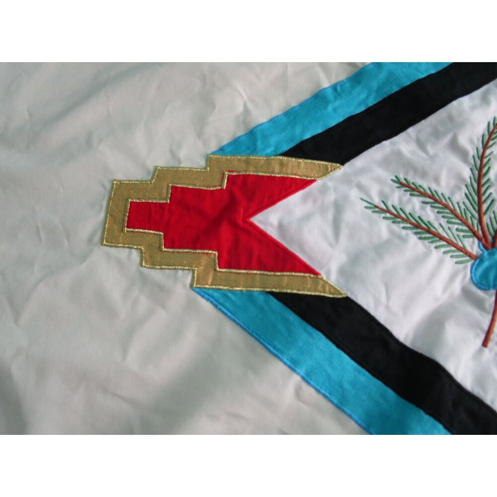 Vintage House Of Hatten Southwest Santa Applique Tree Skirt 58" Cotton Poly GUC - Picture 12 of 16